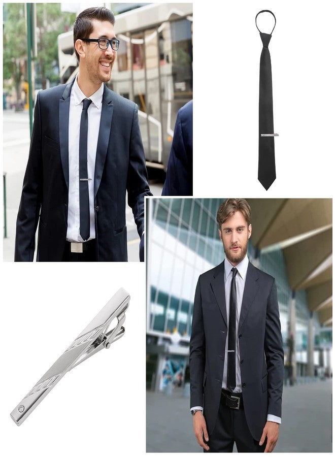 Yolev ربطة عنق يوليف للرجال بتصميم مشبك من الساتان نوع سحاب ربطة عنق بسيطة مع مشبك ربطة عنق 1 قطعة حزام عنق قابل للتعديل موحد أسود نقي ربطة عنق للرجال لحفلات الزفاف والتخرج والمدرسة - Image 2