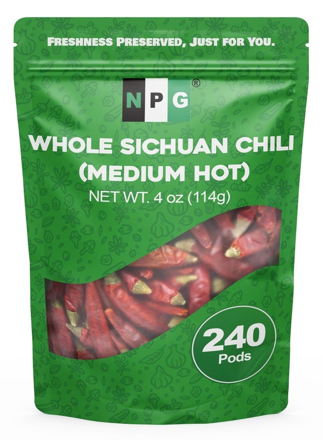NPG Sichuan Red Chili Peppers 4 Ounces, Medium Hot, Premium Szechuan Dried Red Chilies for Chili Oil, Paste, and Sauce, Used in Mexican, Chinese, Thai Dishes - Image 1