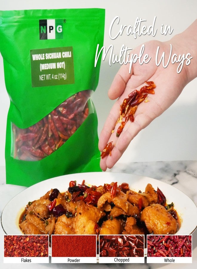 NPG Sichuan Red Chili Peppers 4 Ounces, Medium Hot, Premium Szechuan Dried Red Chilies for Chili Oil, Paste, and Sauce, Used in Mexican, Chinese, Thai Dishes - Image 5