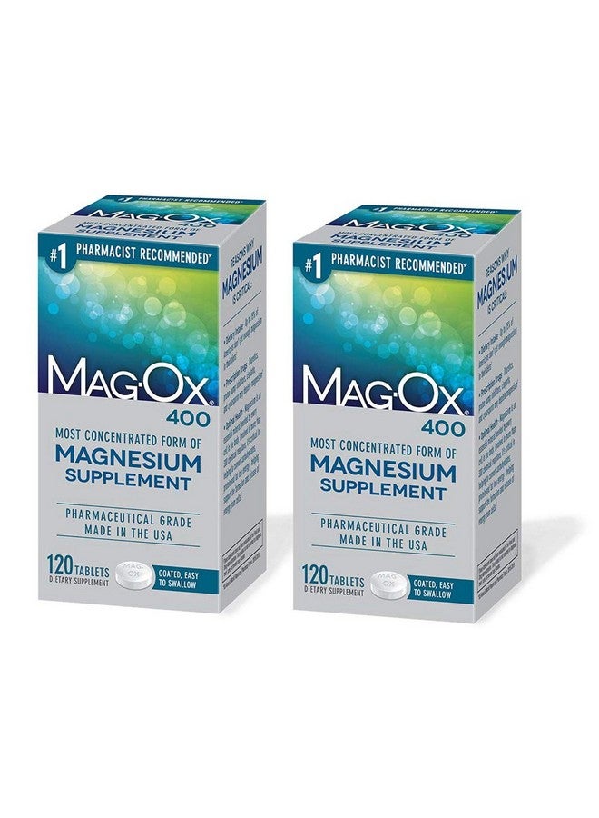Mag-Ox 400 Magnesium Mineral Dietary Supplement Tablets 483 Mg Magnesium Oxide Pharmaceutical Grade 120 Count (Pack Of 2) - Image 2