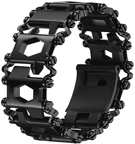 Lemasa Multitool Bracelet 29 in 1, 22cm Stainless Steel, Multi Tool Bracelet for Men Outdoor Travel Watch Strap, Multifunctional Wristbands, Portable Wearable Multitool Trend Bracelet with A Pry Tool (Black) - Image 1