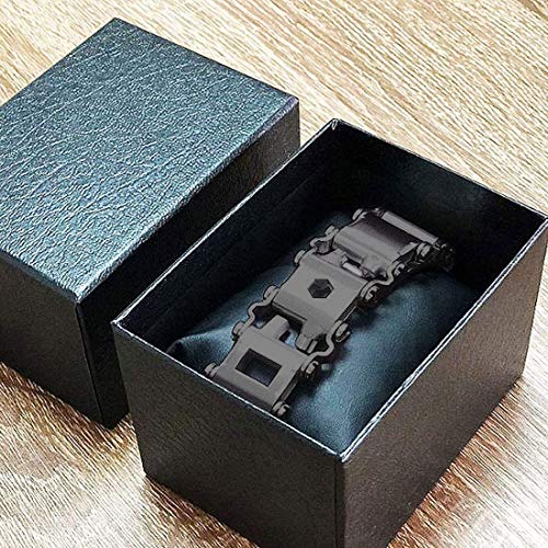 Lemasa Multitool Bracelet 29 in 1, 22cm Stainless Steel, Multi Tool Bracelet for Men Outdoor Travel Watch Strap, Multifunctional Wristbands, Portable Wearable Multitool Trend Bracelet with A Pry Tool (Black) - Image 2