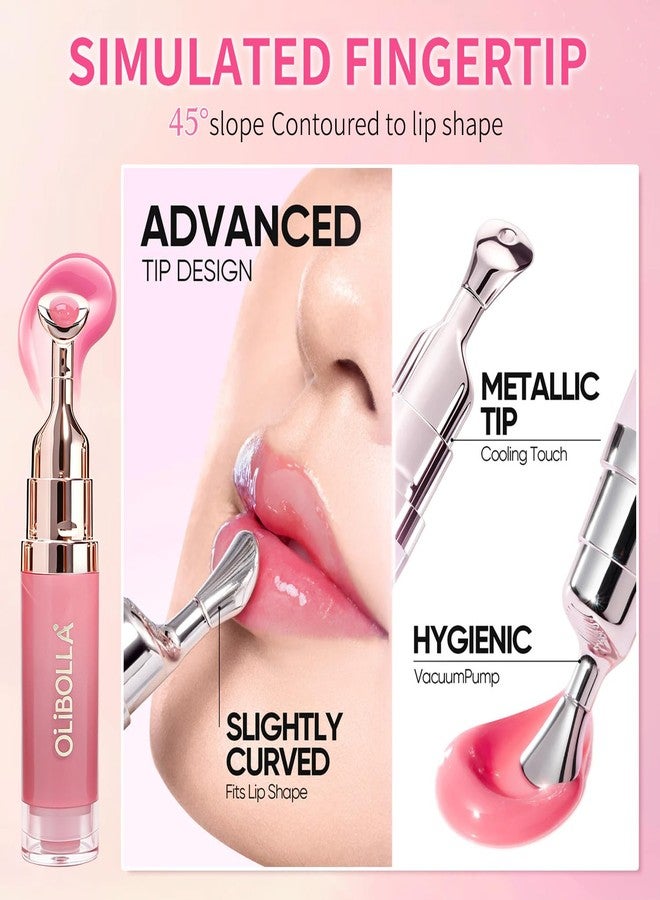 URQT Peptide Brightening Lip Serum for Fuller Looking Lips, Hydrating Non-Sticky Lip Oil, Smooth Lip Lines & Enhance Natural Pink Tone, Cooling Metal Applicator, Glassy Juicy Lips Makeup (02 Pink Milk) - Image 2