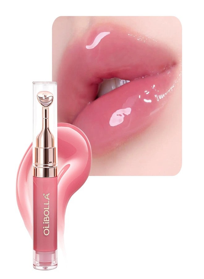 URQT Peptide Brightening Lip Serum for Fuller Looking Lips, Hydrating Non-Sticky Lip Oil, Smooth Lip Lines & Enhance Natural Pink Tone, Cooling Metal Applicator, Glassy Juicy Lips Makeup (02 Pink Milk) - Image 1