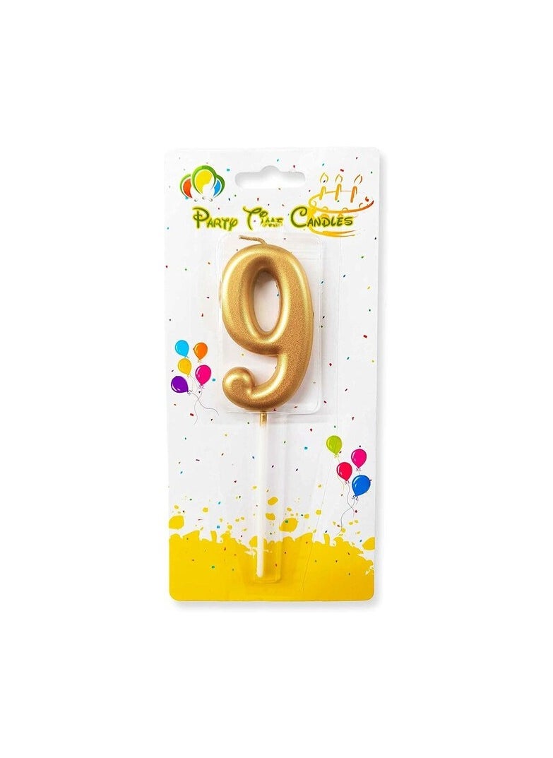Party Time Party Time Gold Number 9 Birthday Candle Kids Adult Birthday Cake Decoration - Number Candle For Anniversary, Valentines Birthday Candle Cake Topper 