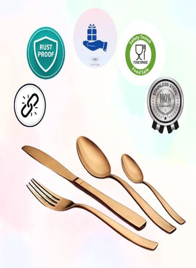 FnS Amber Copper Finish Stainless Steel Cutlery Set with Leatherette Box, 6 Dinner Spoons, 6 Dinner Forks, 6 Teaspoons, 6 Dinner Knives, Elegant Copper Finish, Ideal for Dining - Image 3