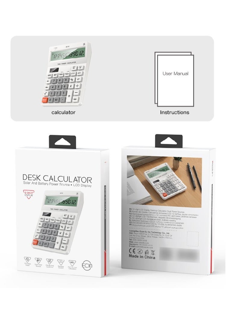 EC10 Dual Power Source LCD Display Desk Calculator - Image 5