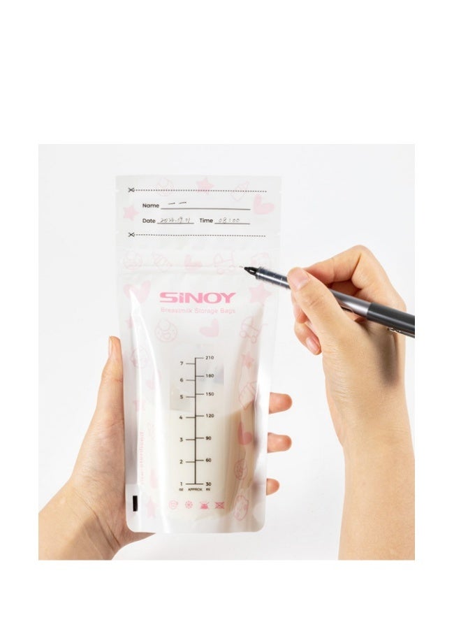 DOOKOO 50 Counts Breastmilk Storage Bags, Counting Pack, Presterilized, Hygienically Doubled-Sealed,  Self Standing and Suitable for Refrigeration and Freezing, 210ml - Image 2