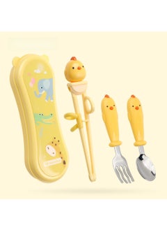 Kids Training Chopsticks Set for ToddlersChicken yellow learning Chopsticks + spoon + fork box Chicken yellow learning Chopsticks + spoon + fork box