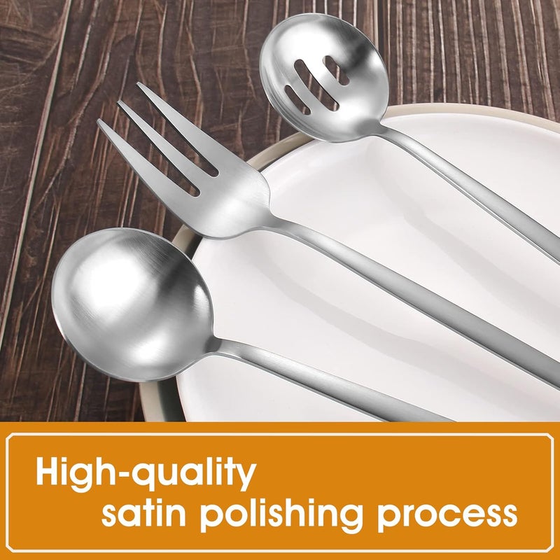 VANVRO Matte Serving Silverware Set 5Piece Round Shared Utensils Set of Stainless Steel Hostess Flatware Serving Set Satin Finish Dishwasher Safe - Image 4