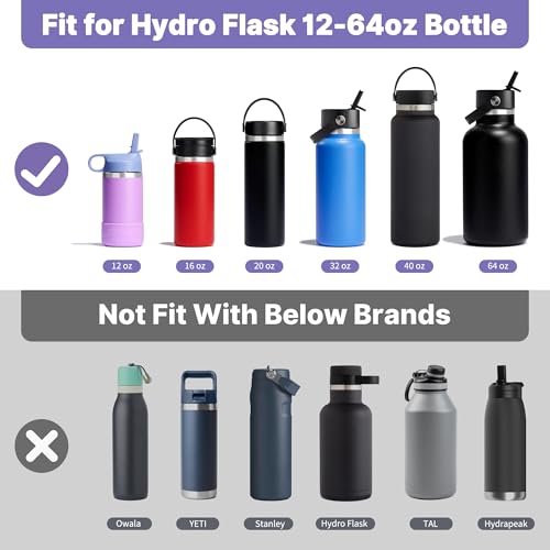 Diumepo Straw Lid for Hydroflask Wide Mouth Water Bottles, Dust Cover Lid with Straw for Hydro Flask 12/16/18/20/32/40 oz Sports Water Bottle, Straws Cap Top Accessories(Black) - Image 3
