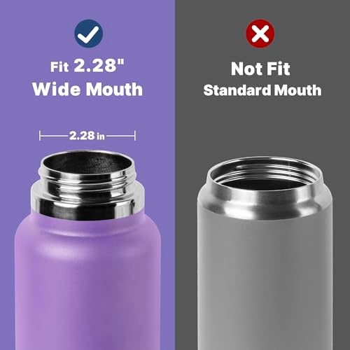 Diumepo Straw Lid for Hydroflask Wide Mouth Water Bottles, Dust Cover Lid with Straw for Hydro Flask 12/16/18/20/32/40 oz Sports Water Bottle, Straws Cap Top Accessories(Black) - Image 4