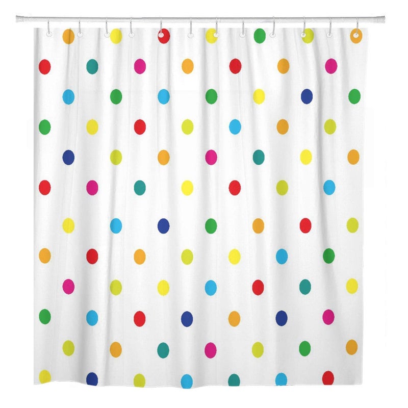 ArtSocket Shower Curtain Geometric Colorful Rainbow Polka Dot Home Bathroom Decor Polyester Fabric Waterproof 72 x 72 Inches Set with Hooks