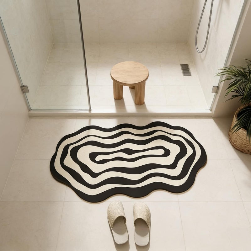 Non Slip Diatomite Bath Mat 50x80 Cm Quick Dry Absorbent Shower Floor Covering With Backing Machine Washable Soft Bathroom Rug - Image 5