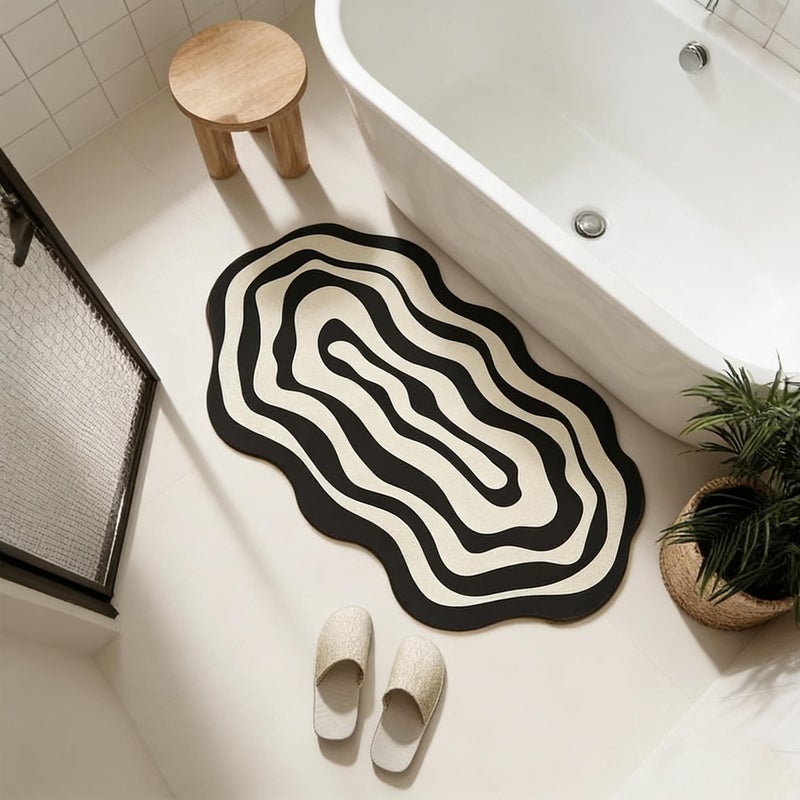 Non Slip Diatomite Bath Mat 50x80 Cm Quick Dry Absorbent Shower Floor Covering With Backing Machine Washable Soft Bathroom Rug - Image 4