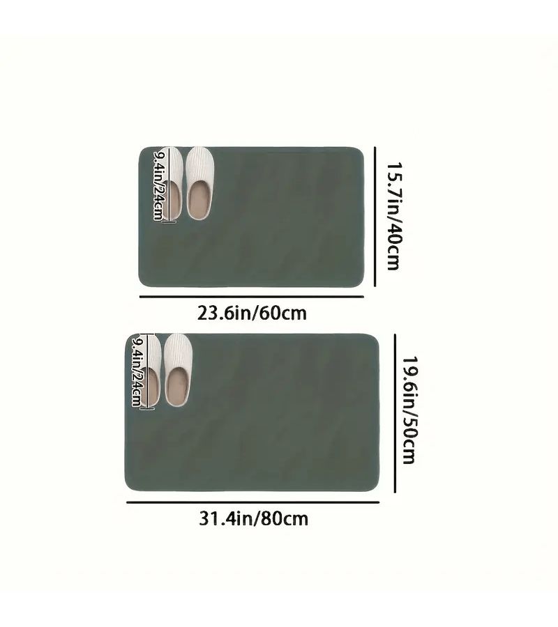 Non Slip Diatomite Bath Mat 50x80 Cm Quick Dry Absorbent Shower Floor Covering With Backing Machine Washable Soft Bathroom Rug - Image 3