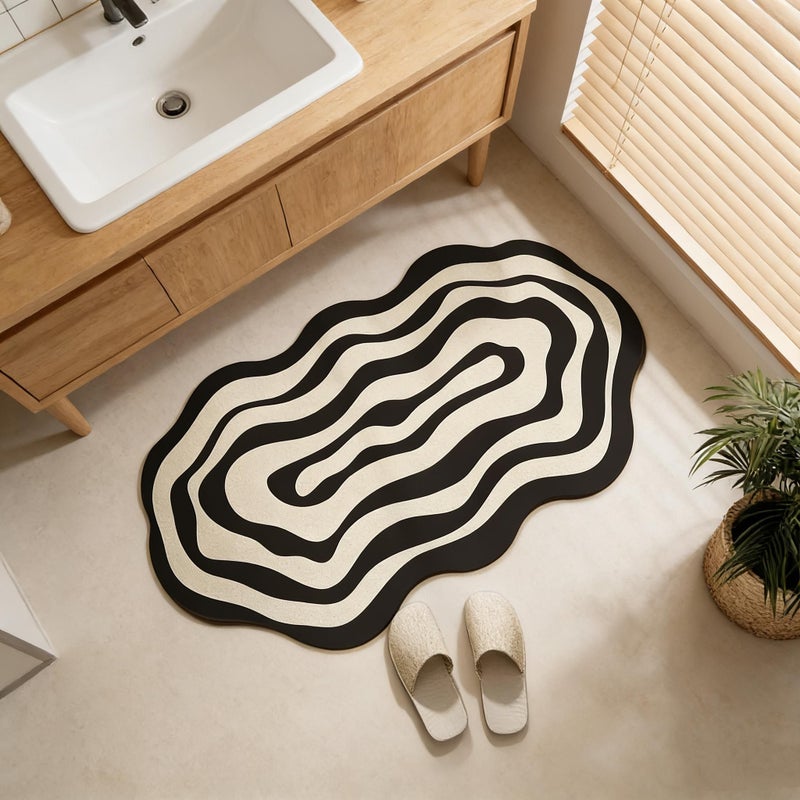 Non Slip Diatomite Bath Mat 50x80 Cm Quick Dry Absorbent Shower Floor Covering With Backing Machine Washable Soft Bathroom Rug - Image 2