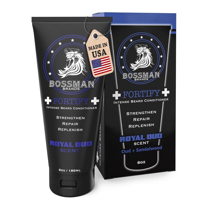 Bossman Fortify Intense Beard Conditioner for Men Royal Oud Scent  Moisturizes Replenishes  Protects with Natural Ingredients  Thicker Formula Made in USA