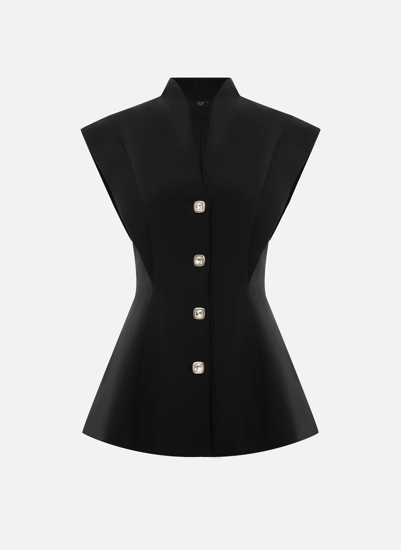 Lichi Fitted waistcoat with accentuated shoulders and peplum