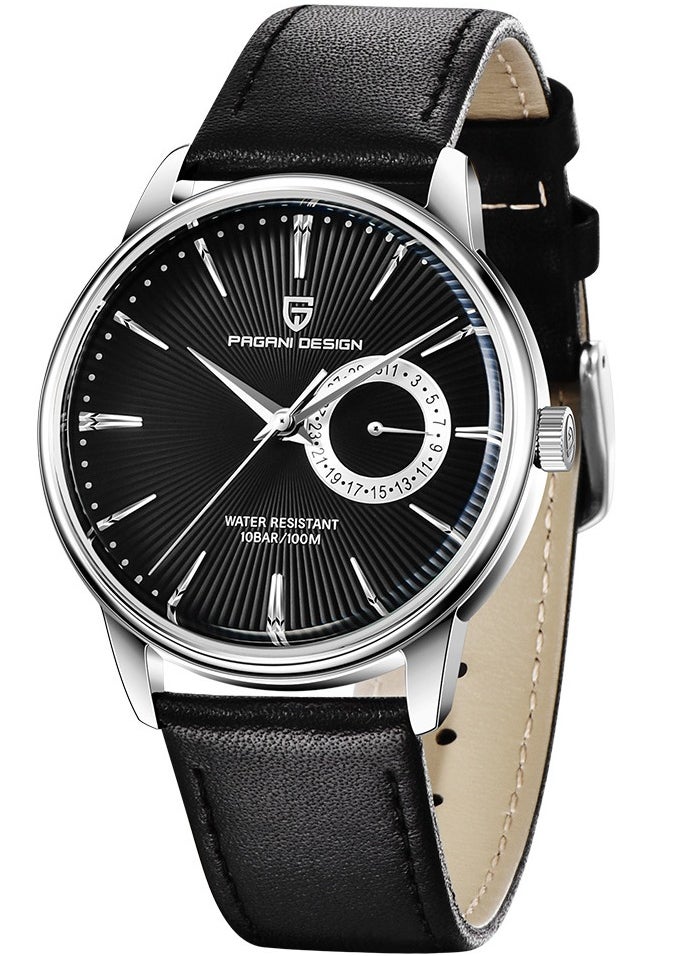 Mens Watch Waterproof Chronograph Date Watch for Men Leather Strap Quartz Movement Analog Watch Business Casual Gift for Men 1654