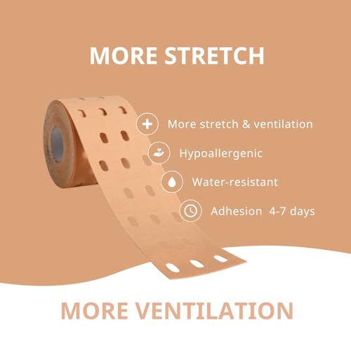 CureTape® Punch Beige | Perforated Kinesiology Tape | More Stretch & Ventilation| k Tape for Joint, Knee, Ankle & Shoulder Pain | Kinesiology Tape for Physical Therapy | Waterproof Medical Tape - Image 2