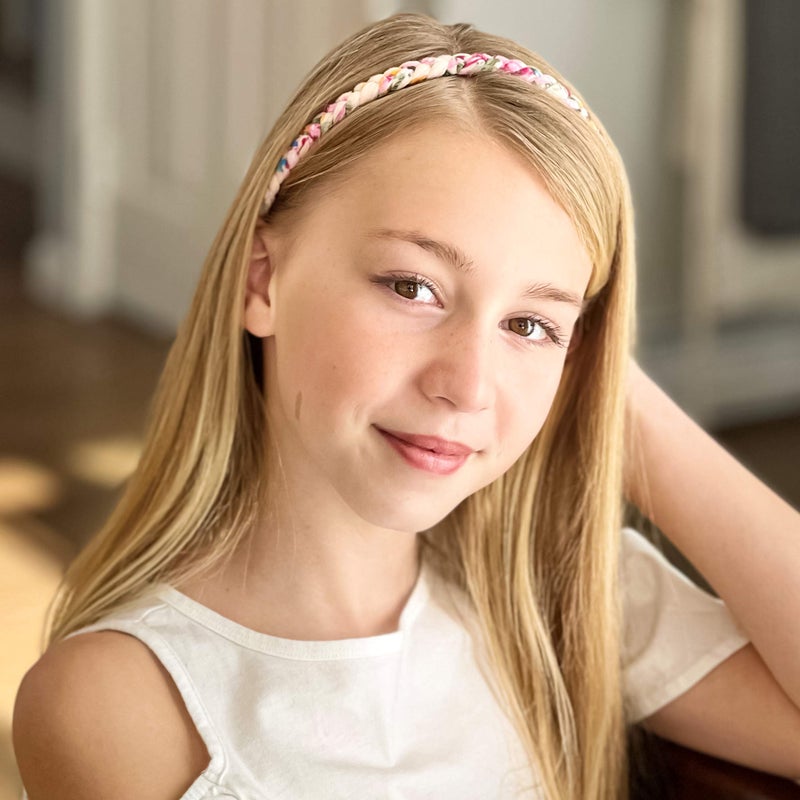 FROG SAC 4 Floral Headbands for Girls, Adjustable Braided Hairband Hair Accessories for Women, Teen Girl Cloth Fabric Head Bands, Kids Flower Braid Hairbands, Tween Easter Basket Stuffers - Image 2