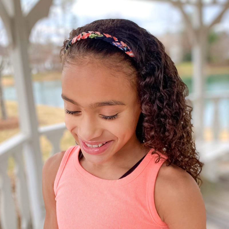 FROG SAC 4 Floral Headbands for Girls, Adjustable Braided Hairband Hair Accessories for Women, Teen Girl Cloth Fabric Head Bands, Kids Flower Braid Hairbands, Tween Easter Basket Stuffers - Image 3