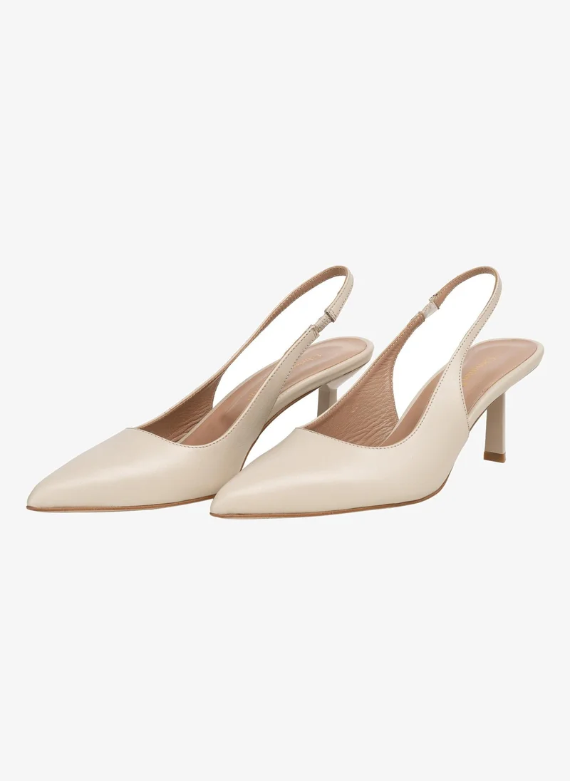 Christian Lacroix Christian Lacroix Women's Leather Kitten Heel Slingback Pumps - Off White