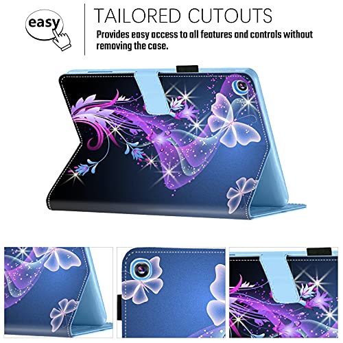Dteck for Galaxy Tab A 10.1" Cute Tablet Case 2019 Release with Stylus, Adjustable Viewing Angle Stand, PU Leather Protective Folio Cartoon Cover for Samsung SM-T510/SM-T515/SM-T517, Purple Butterfly - Image 5