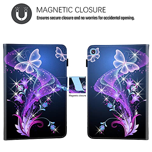 Dteck for Galaxy Tab A 10.1" Cute Tablet Case 2019 Release with Stylus, Adjustable Viewing Angle Stand, PU Leather Protective Folio Cartoon Cover for Samsung SM-T510/SM-T515/SM-T517, Purple Butterfly - Image 3