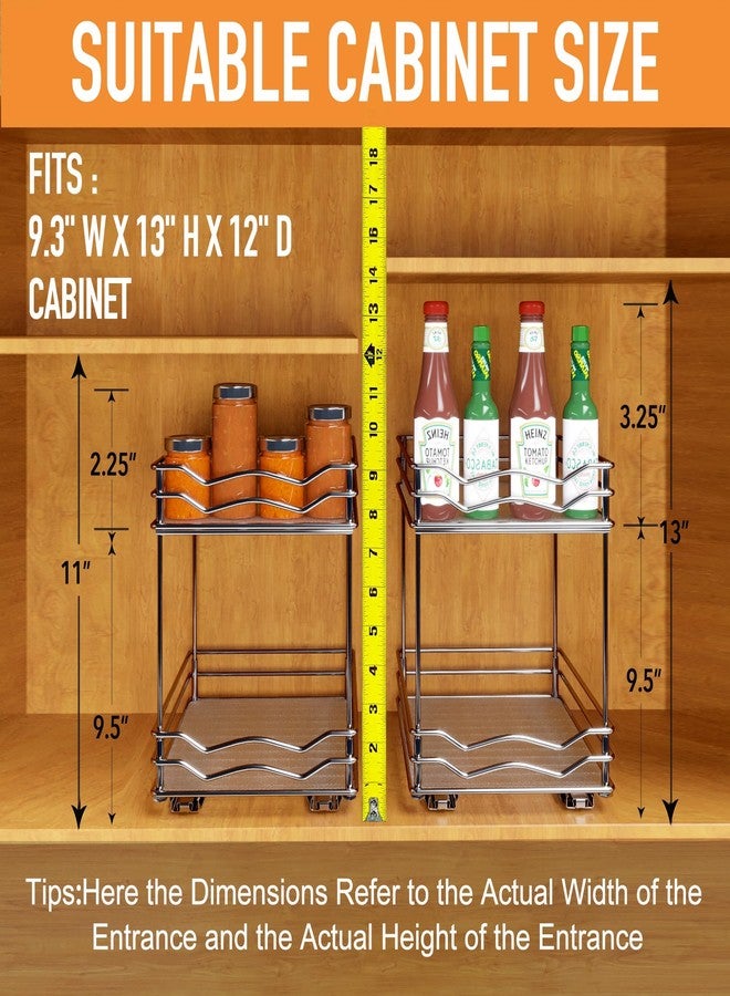 BBV Spice Rack Organizer, Double layer Seasoning Organizer for Cabinet Countertop, Kitchen, Pantry, Sliding Metal Chrome Spice Organization (9 inch) - Image 5