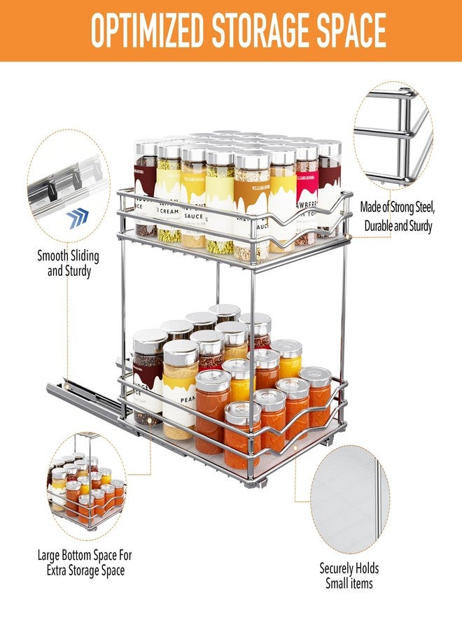 BBV Spice Rack Organizer, Double layer Seasoning Organizer for Cabinet Countertop, Kitchen, Pantry, Sliding Metal Chrome Spice Organization (9 inch) - Image 3
