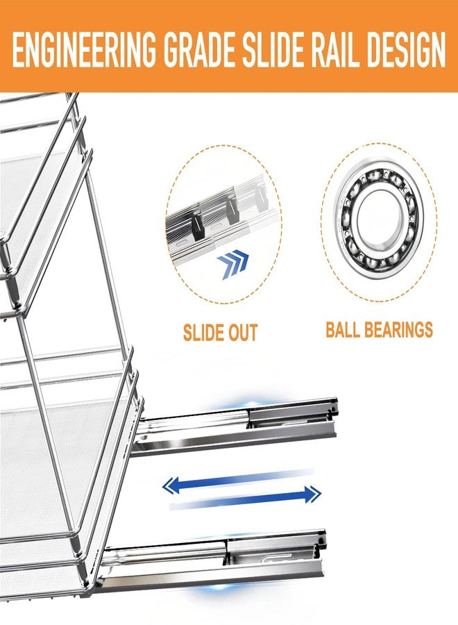 BBV Spice Rack Organizer, Double layer Seasoning Organizer for Cabinet Countertop, Kitchen, Pantry, Sliding Metal Chrome Spice Organization (9 inch) - Image 4