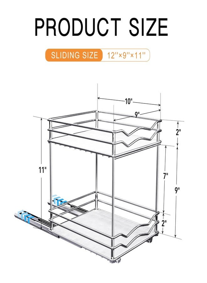 BBV Spice Rack Organizer, Double layer Seasoning Organizer for Cabinet Countertop, Kitchen, Pantry, Sliding Metal Chrome Spice Organization (9 inch) - Image 2