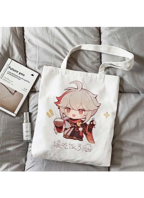 Original God Maple Leaf Surrounding Q Canvas Bag Cartoon Cute Student Schoolbag Secondary Diy High Color Value Shoulder Handbag-Specifications:Standard-Color:3high Quality-upgraded Model/**zipper + Inner Bag**
