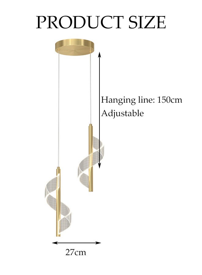 DUNISO Nordic LED Pendant Light Adjustable Height Gold Spiral Chandelier Lighting 3-color Light Change Indoor Ceiling Lamp Hanging Light for Home Bedside Living Room Decoration Dining Tables Aisle Golden Modern Droplight - Image 3