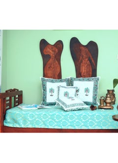 OJARIYA Green Palm Hand Block Printed Premium Cotton Cushion Cover 65 Cm X 65 Cm  - Image 3