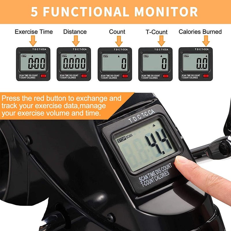 LEWANJA Pedal Exerciser Under Desk Bike Mini Exercise Bike for Leg and Arm Cycling Exercise Portable Peddler with LCD Display - Image 5