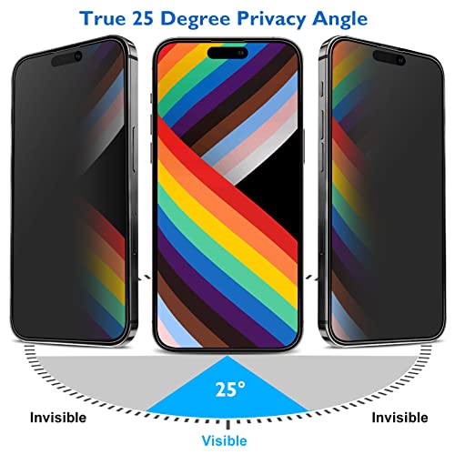 Mothca حامي شاشة مات مخصص للخصوصية من موثكا لجهاز آيفون 14 برو 6.1 بوصة 2022 مع ملصق محاذاة، مضاد للتجسس ومضاد للتوهج، زجاج مقسى بتغطية كاملة، مضاد لبصمات الأصابع، فيلم سلس وسهل التركيب - Image 2