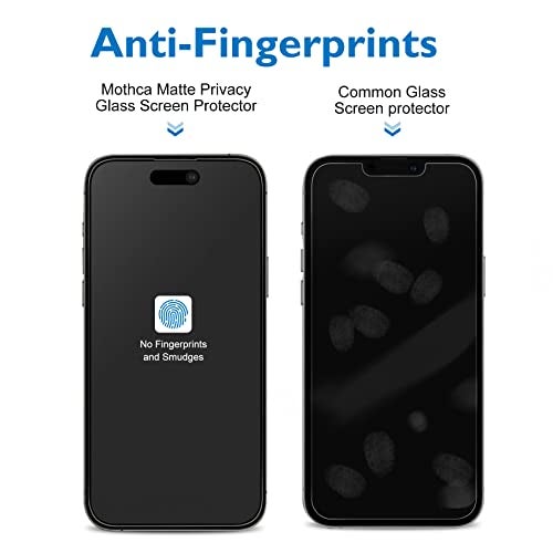 Mothca حامي شاشة مات مخصص للخصوصية من موثكا لجهاز آيفون 14 برو 6.1 بوصة 2022 مع ملصق محاذاة، مضاد للتجسس ومضاد للتوهج، زجاج مقسى بتغطية كاملة، مضاد لبصمات الأصابع، فيلم سلس وسهل التركيب - Image 3