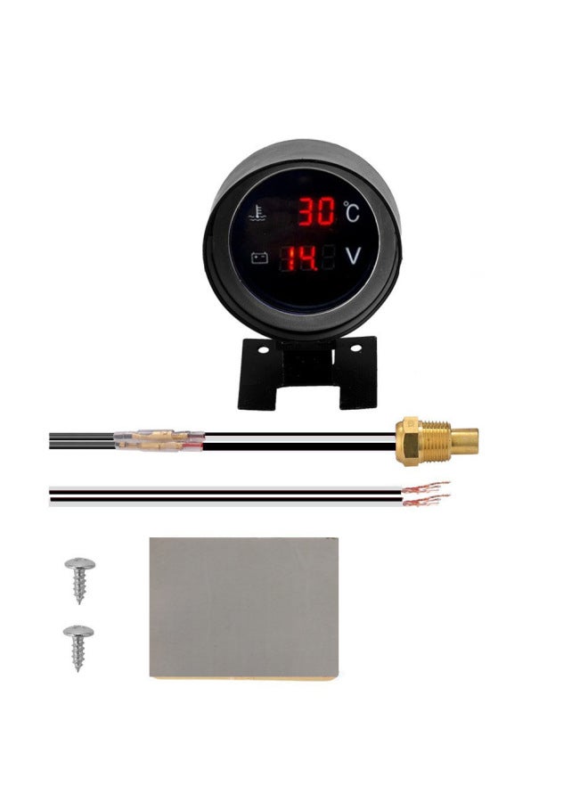 Circular Gun Type Water Temperature And Voltage Two-in-one Conjoined Meter Digital Display Truck Car Water Temperature And Voltage Combination Meter 12v24v