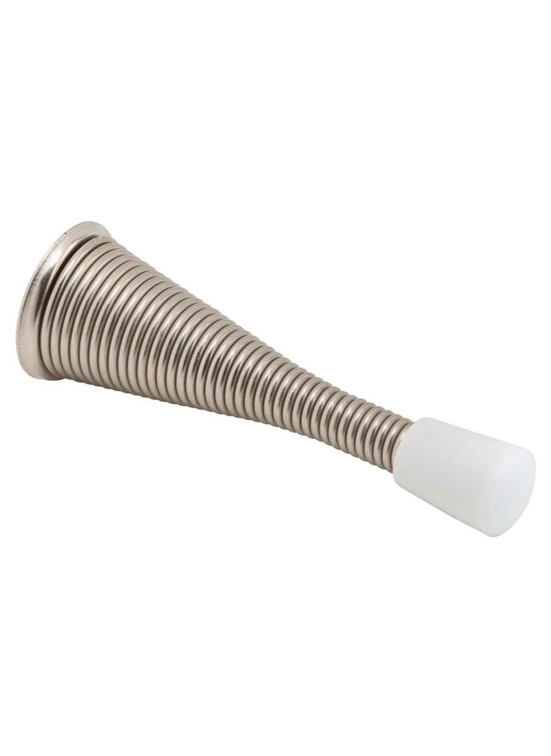 Generic 1 Pack Spring Door Stopper with Rubber Bumper Satin Nickel 3-1/8" Flexible Spring Heavy Duty Wall Door Stop Low Mounted Door Bumper for Home (Satin Nickel-Upgrade) 
