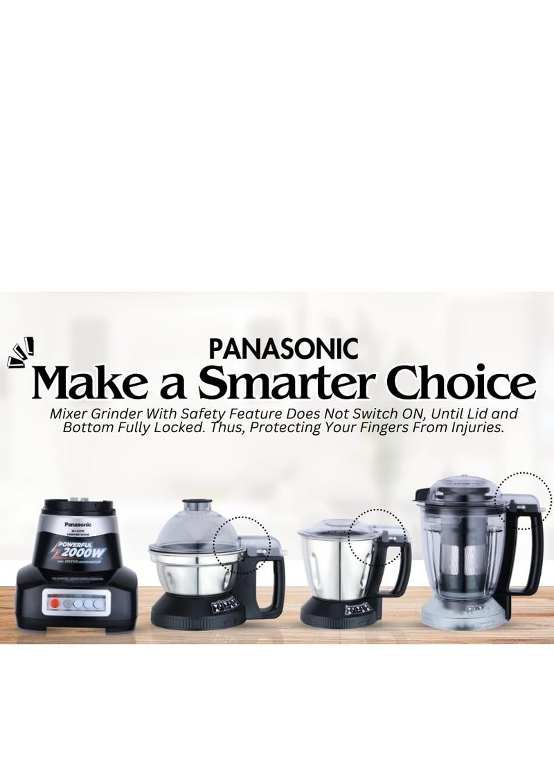 Panasonic MX-AE390 (Black) monster 750 watts super mixer grinder with three jar (Two 304-SS stainless steel and one juicer extractor jar)