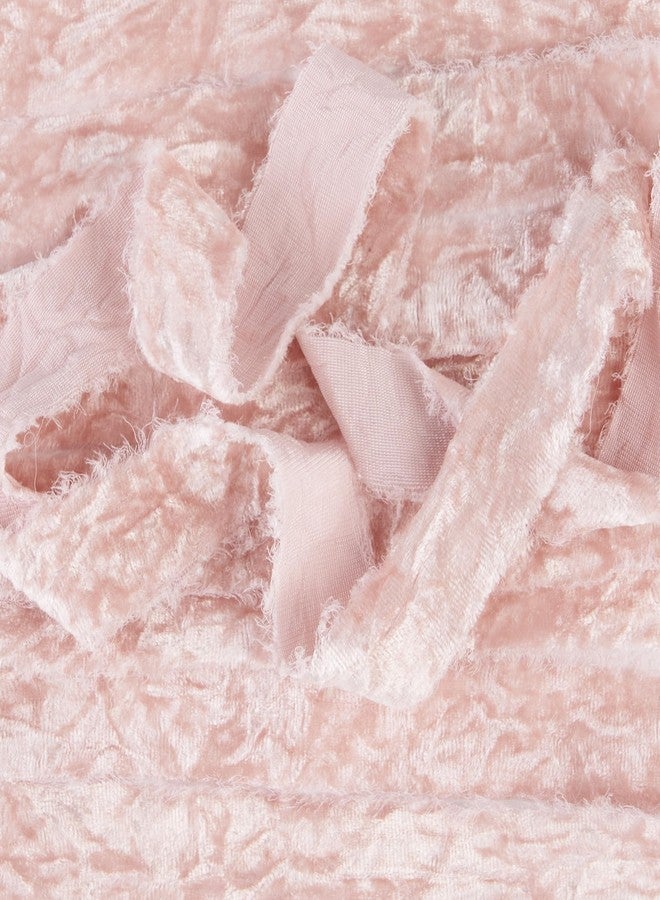 Mayreel Dusty Rose Velvet Ribbon 1 Inch x 6 Yards Frayed Edge Silk Velvet Ribbon Hand Torn Fringe Ribbon with Raw Edge for Bridal Bouquet, Invitations, Wedding, Vow Books, Gift Basket, Hair Bows - Image 3