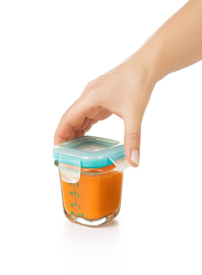 OXO Tot Glass Baby Blocks Food Storage Containers, Teal, 4 oz - Image 5