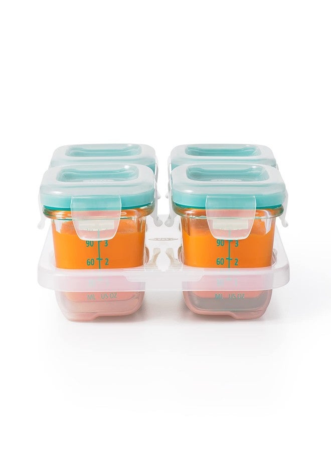 OXO Tot Glass Baby Blocks Food Storage Containers, Teal, 4 oz - Image 4
