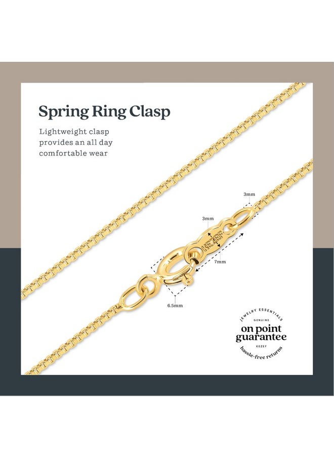 Kezef - 18K Gold Over Sterling Silver 1Mm Box Chain Necklace, Made In Italy, 18K Gold Plated Necklace For Women And Men, Trendy Gold Chain Necklace, 17 Inch (Short Length) - Image 1