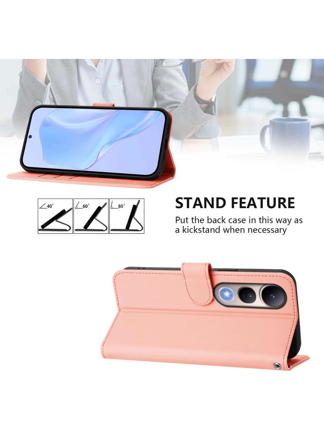 erorex Case For vivo V50 Lite 5G Skin Feel Solid Color Leather Phone Case with Lanyard - Image 3