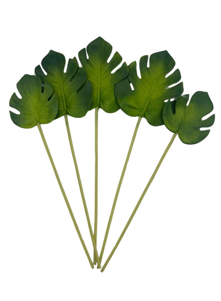 Bamboo Decor |  Artificial Tropical Palm Leaves Set Of 5 Pieces length 39 to 43 Cm - Faux Plants- Flora Vase Filler For Home Decor- Wedding -Events-Craft Projects d - Image 1