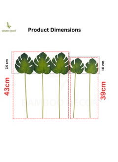 BAMBOO DECOR Bamboo Decor |  Artificial Tropical Palm Leaves Set Of 5 Pieces length 39 to 43 Cm - Faux Plants- Flora Vase Filler For Home Decor- Wedding -Events-Craft Projects d  - Image 2
